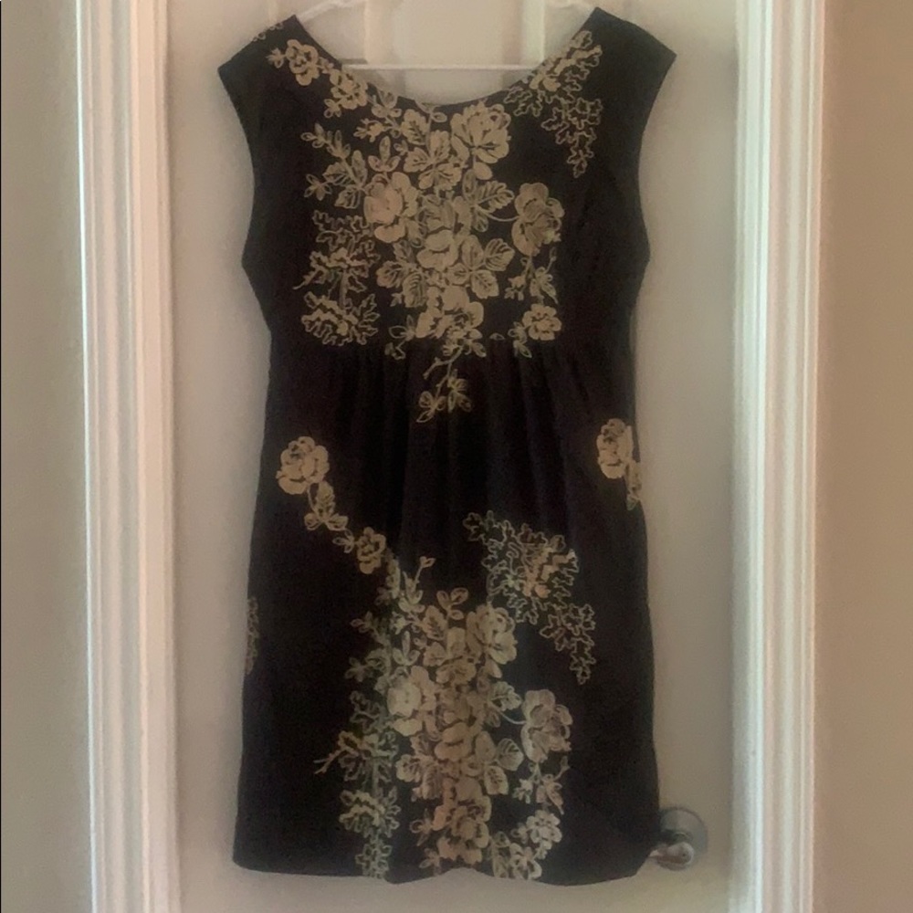 J.Crew Mirabel Black Ivory Embroidered Dress Sz 6